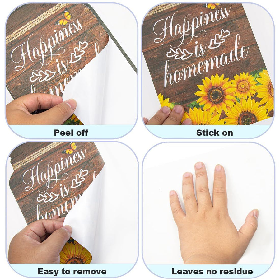 8 Pcs Sunflower Vases Wall Sticker,Wood Color Wall Decals Peel and Stick,Wall Stickers for Living Room Kitchen Bedroom Study