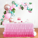 Pink Table Skirt Ruffled Tablecloth for Rectangle Table 6ft Baby Shower Birthday Party Unicorn Home Gradient Pink Table Decor