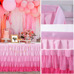 Pink Table Skirt Ruffled Tablecloth for Rectangle Table 6ft Baby Shower Birthday Party Unicorn Home Gradient Pink Table Decor