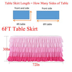Pink Table Skirt Ruffled Tablecloth for Rectangle Table 6ft Baby Shower Birthday Party Unicorn Home Gradient Pink Table Decor