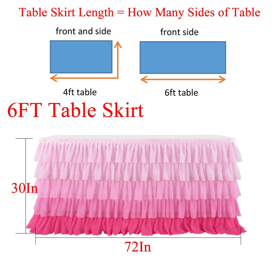 Pink Table Skirt Ruffled Tablecloth for Rectangle Table 6ft Baby Shower Birthday Party Unicorn Home Gradient Pink Table Decor