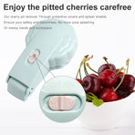 Cherry Pitter Tool Pit Remover - Cherry Seed Remover 6 at a Time - Portable Cherry Core Remover - Multi Cherry Pitter (Green)