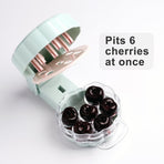 Cherry Pitter Tool Pit Remover - Cherry Seed Remover 6 at a Time - Portable Cherry Core Remover - Multi Cherry Pitter (Green)