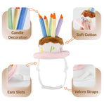 Dog Birthday Hat, Pet Birthday Cake Hat with Candle for Dog Cat Party Costume, Pink Large Soft and comfortable short plush material