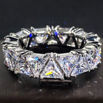 White Plated Row Emerald Cut Triangle Shape Wedding Diamond Band Rings Eternity Ring Wedding Bands (8)
