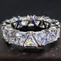 White Plated Row Emerald Cut Triangle Shape Wedding Diamond Band Rings Eternity Ring Wedding Bands (8)