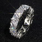 White Plated Row Emerald Cut Triangle Shape Wedding Diamond Band Rings Eternity Ring Wedding Bands (8)
