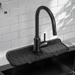 Silicone Sink Splash Guard 2 - Slope Upgraded Faucet Mat, 15" x 5.5", Sink Gadgets-Splash Guard Behind Faucet Water Drip Catcher