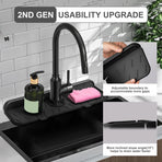 Silicone Sink Splash Guard 2 - Slope Upgraded Faucet Mat, 15" x 5.5", Sink Gadgets-Splash Guard Behind Faucet Water Drip Catcher