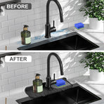 Silicone Sink Splash Guard 2 - Slope Upgraded Faucet Mat, 15" x 5.5", Sink Gadgets-Splash Guard Behind Faucet Water Drip Catcher