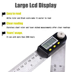 200mm/8Inches Digital Angle Finder Ruler - Stainless Steel Protractor for Woodworking and Construction