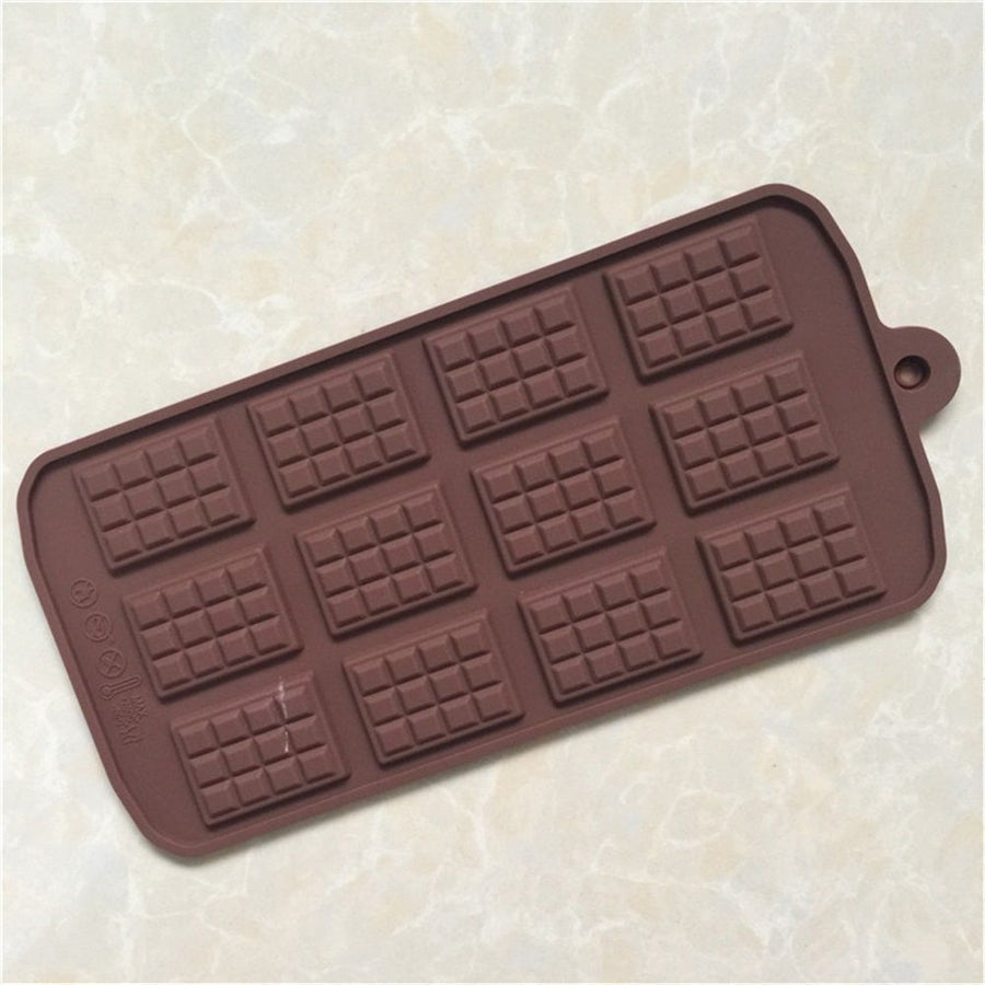 Waffle Chocolate Moulds Silicone Candy Molds, 2PCS12-Cavity Small Break Apart Chocolate Molds Non-Stick Reusable DIY Baking Mold