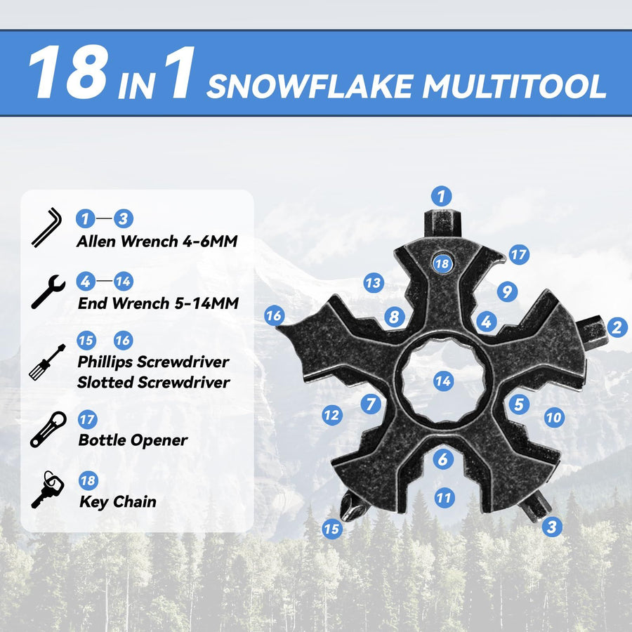 KeyChain MultiTool 18-in-1, Hex Key Allen Wrench Open End Wrench Phillips Slotted Flat Screwdriver Bottle Opener Package