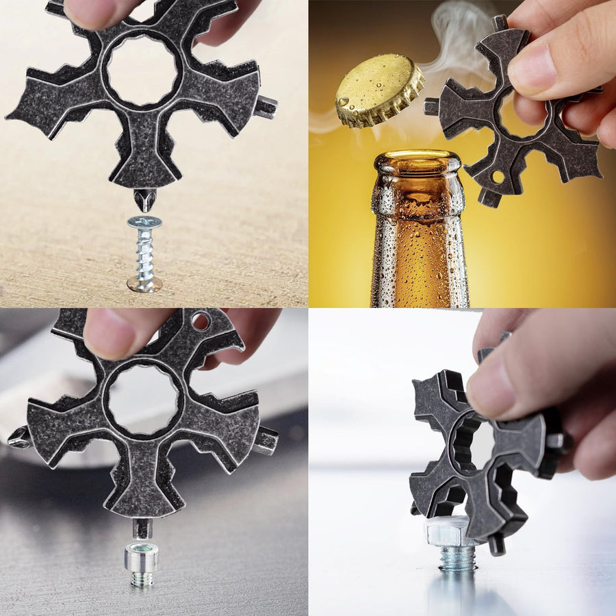 KeyChain MultiTool 18-in-1, Hex Key Allen Wrench Open End Wrench Phillips Slotted Flat Screwdriver Bottle Opener Package
