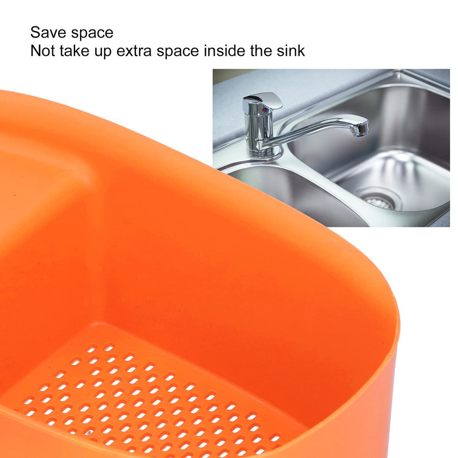 Vegetable Drainer, Multifunctional Practical Sturdy Sink Drain Rack Save Space for Fruit Vegetable Drainer Leftovers  (Orange)