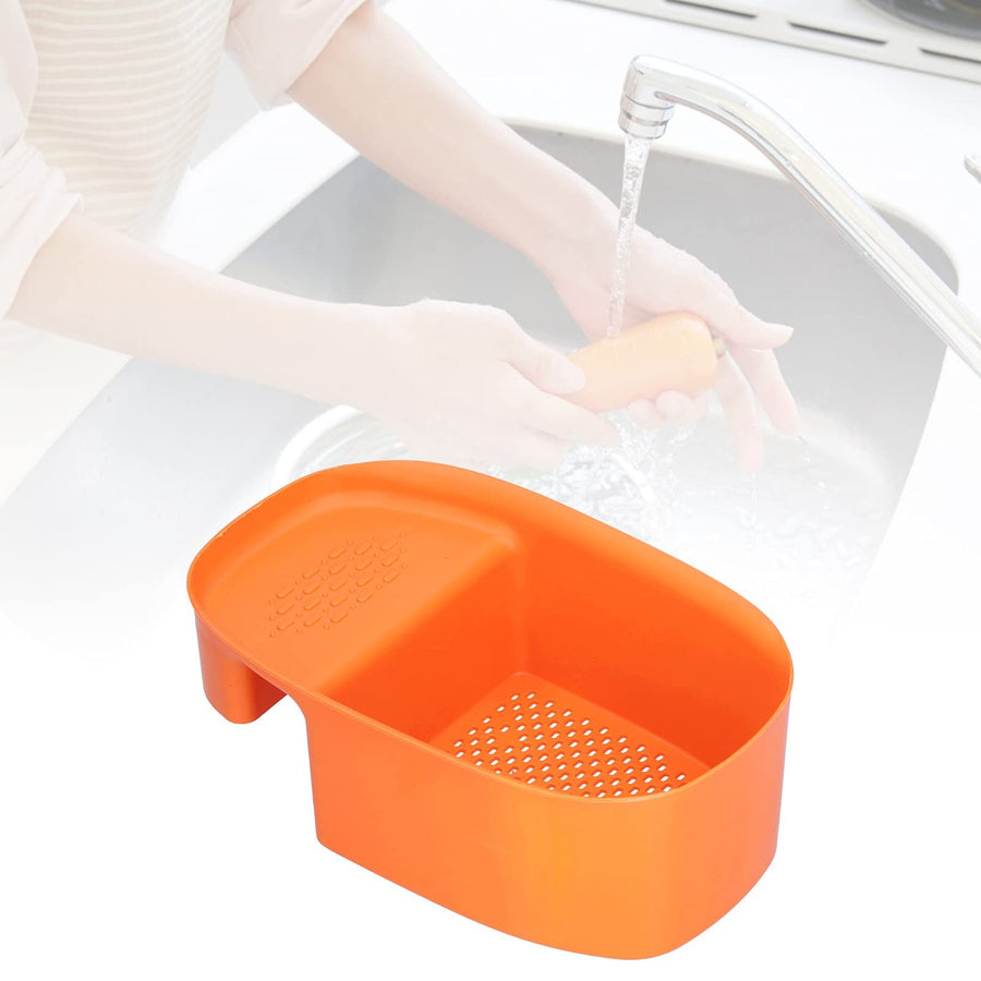 Vegetable Drainer, Multifunctional Practical Sturdy Sink Drain Rack Save Space for Fruit Vegetable Drainer Leftovers  (Orange)