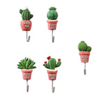 5pcs Stainless Steel Scculent Plants Hook Creative Cactus Kitchen Wall Door Hanger Sundries Cute Hooks Clothes Hangers