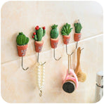 5pcs Stainless Steel Scculent Plants Hook Creative Cactus Kitchen Wall Door Hanger Sundries Cute Hooks Clothes Hangers