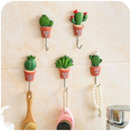 5pcs Stainless Steel Scculent Plants Hook Creative Cactus Kitchen Wall Door Hanger Sundries Cute Hooks Clothes Hangers