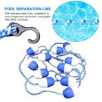 Swimming Pool Safety Float Line Divider Rope Kits with 2 Pre-Assembled Stainless Hooks Pool Accessories for Inground Swimming Pool