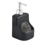Soap Dispenser with Sponge Holder for Kitchen Sink, Hand Soap Pump Bottle and Storage 2-in-1 for Bathroom Countertop (Black)