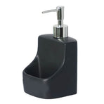 Soap Dispenser with Sponge Holder for Kitchen Sink, Hand Soap Pump Bottle and Storage 2-in-1 for Bathroom Countertop (Black)