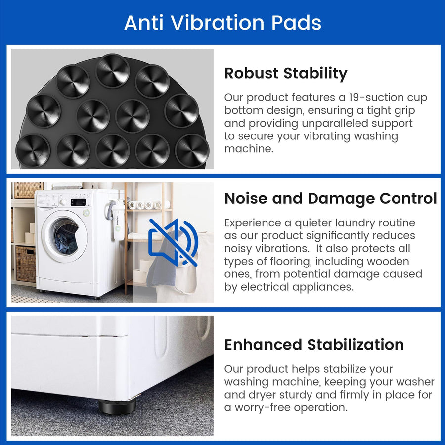Anti Vibration Pads for Washing Machine - Reduce Noise and keep washing machine/Dryer from moving - 4 Pack Rubber Anti-vibration