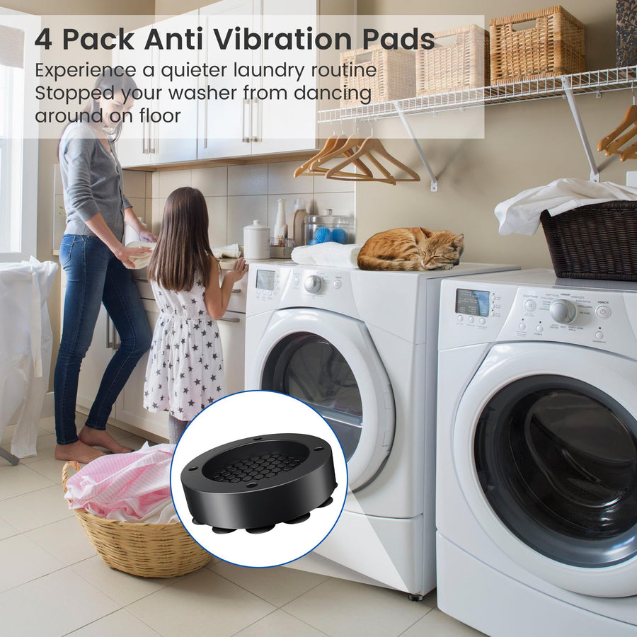 Anti Vibration Pads for Washing Machine - Reduce Noise and keep washing machine/Dryer from moving - 4 Pack Rubber Anti-vibration