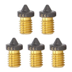 Hardened Brass Printer Nozzles - 5PCS | 1.75mm Filament Compatibility | PTFE Coating Uniform Heating |