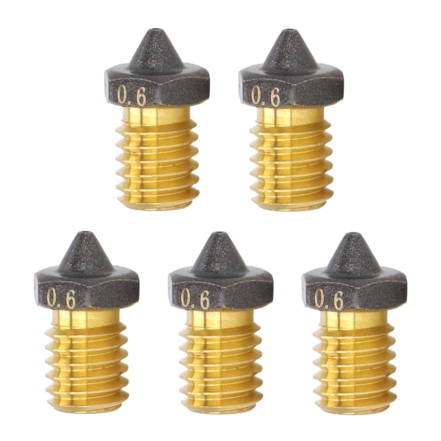 Hardened Brass Printer Nozzles - 5PCS | 1.75mm Filament Compatibility | PTFE Coating Uniform Heating |