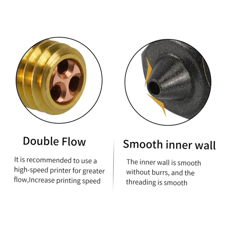 Hardened Brass Printer Nozzles - 5PCS | 1.75mm Filament Compatibility | PTFE Coating Uniform Heating |