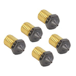 Hardened Brass Printer Nozzles - 5PCS | 1.75mm Filament Compatibility | PTFE Coating Uniform Heating |