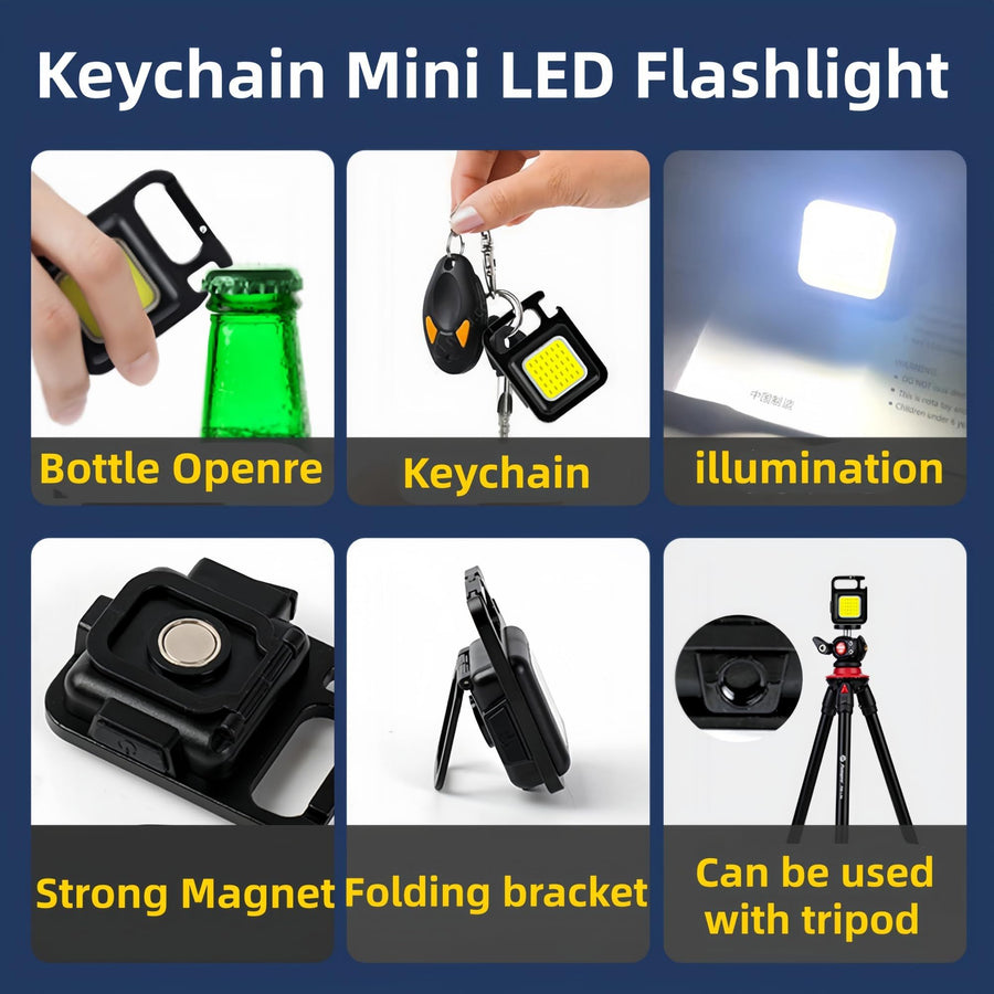 Mini LED Flashlight Keychain Light Multifunctional Portable Camping Flashlights USB Charging Work Lights Fishing Lanterna
