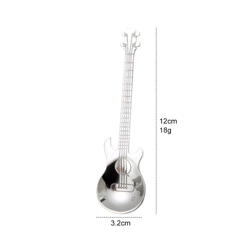 Coffee Tea Spoons, Stainless Steel Stirring Mixing Spoons, Fun Gift for Music Lover Cute Sturdy Teaspoons, Pack of 4, Silver