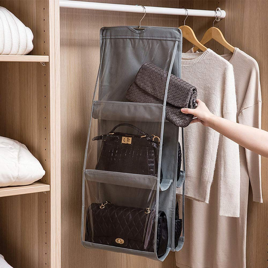 Purses Hanger Hanging Handbag Organizer Bags Storage Holder for Closet with 6 Larger Pockets  large capacity