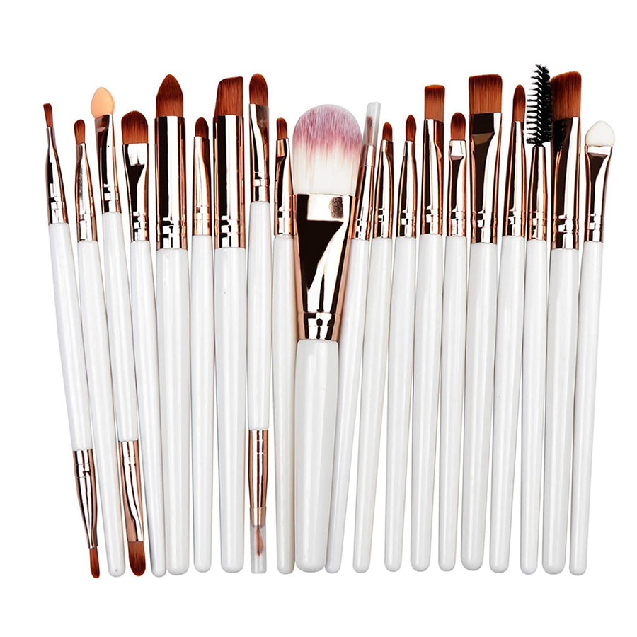 Female Makeup Brushes Set 20pcs Professional Cosmetics for Face Eyeshadow Lip  Make Up Brush Kit Tools (White)