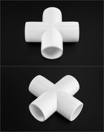 4 Way 1" Cross PVC Fitting, 8 Pack PVC Fitting Connector, Furniture Grade, for Building Furniture and PVC Structures, White