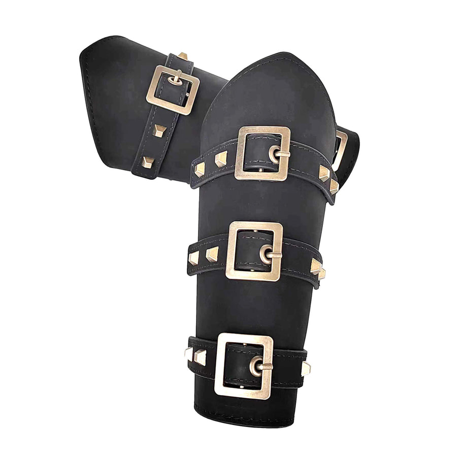 2Pcs PU Leather Belt Buckle Arm Bracers, Knight Retro Renaissance Arm Guards,Wristband Medieval Bracers