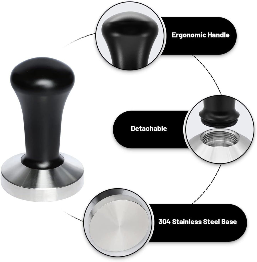 51mm Coffee Hand Tamper Stainless Steel Base Professional Espresso Press for Coffee Machine Barista Tool (51mm)