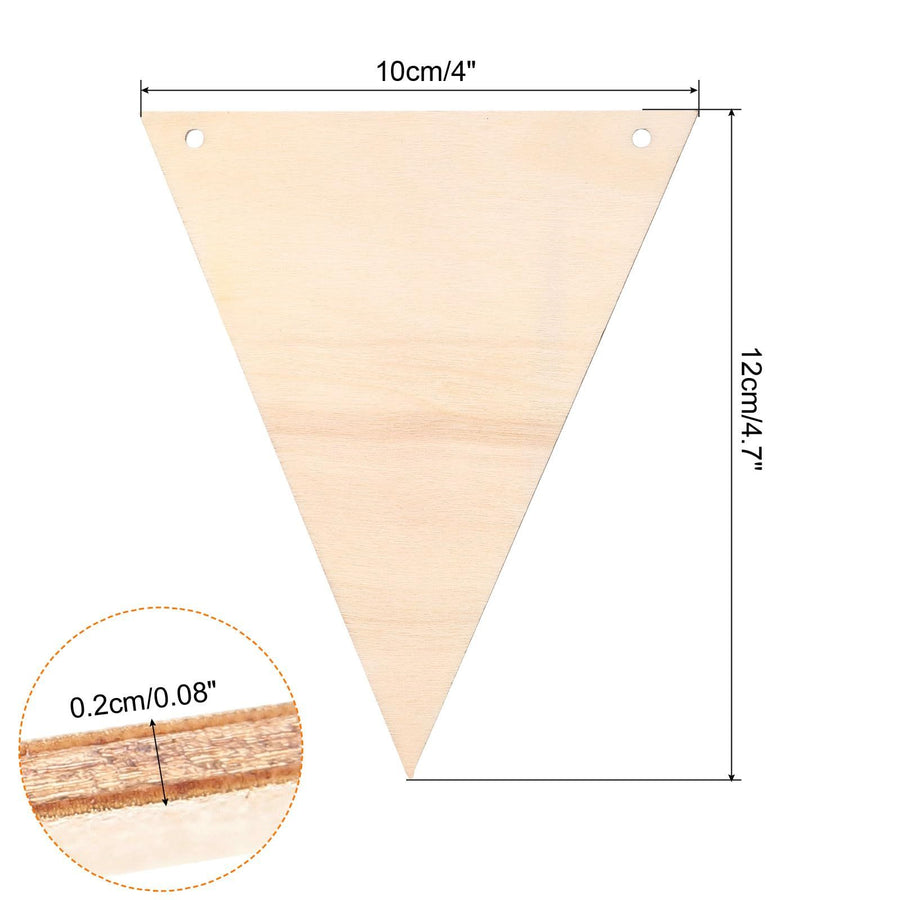 Hanging Wood Sign with Rope, Triangle Shape Wooden Label 4.7"x4" Blank Wooden Crafts for DIY Projects, Christmas, Pack of 20