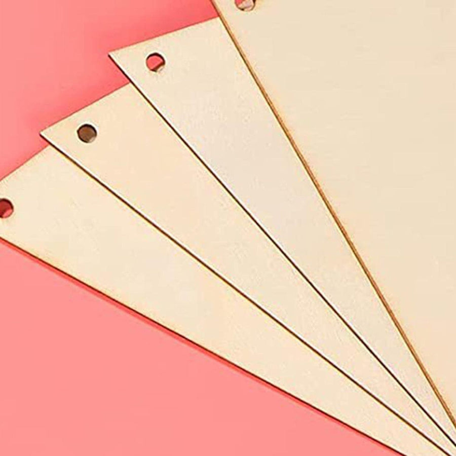 Hanging Wood Sign with Rope, Triangle Shape Wooden Label 4.7"x4" Blank Wooden Crafts for DIY Projects, Christmas, Pack of 20