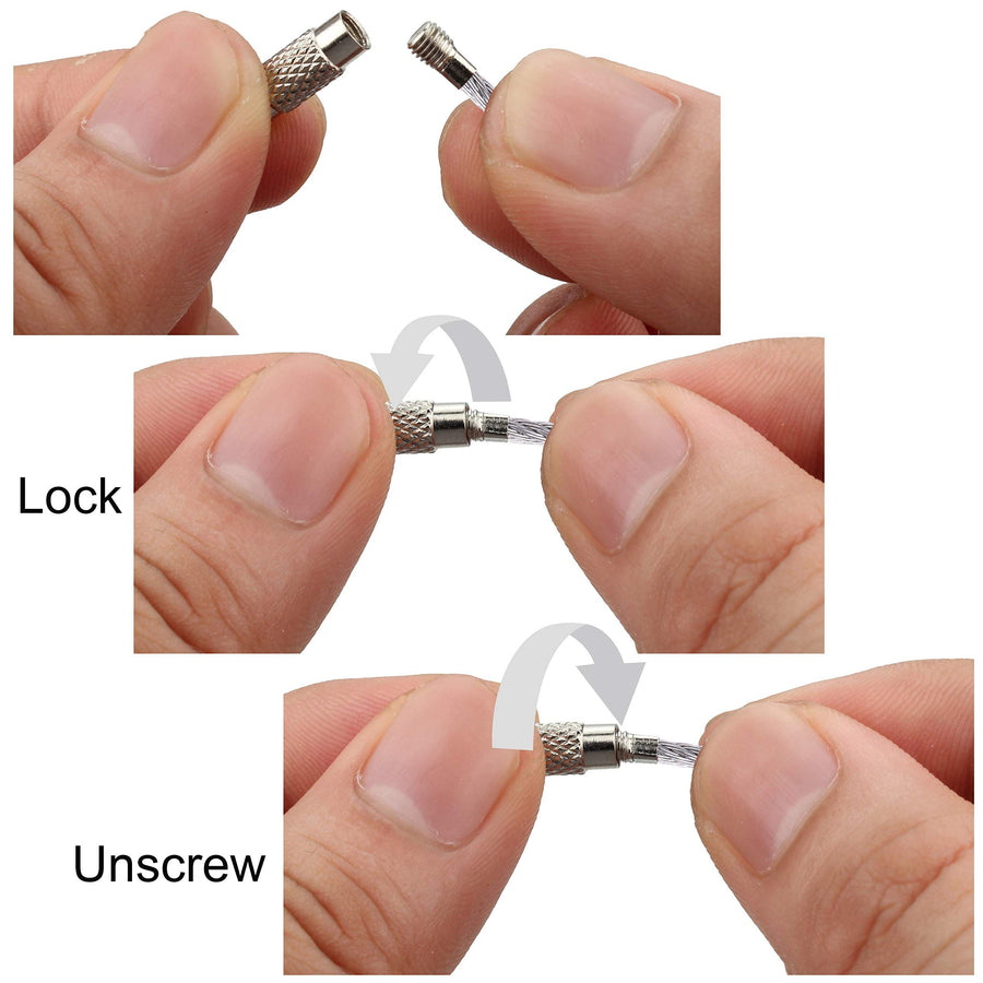 Keychain, 100 Pack of 5.9inches Stainless Steel Wire Ring 1.5mm Cable Loop Rings for Hanging Luggage Tag, Keys and ID Tag