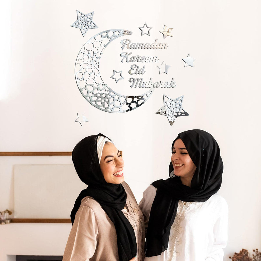 Wall Stickers Ramadan Decorations Eid Al-Fitr Home Ornament 3D Ramadan Moon Star Acrylic Wall Art Decor Living Room
