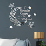 Wall Stickers Ramadan Decorations Eid Al-Fitr Home Ornament 3D Ramadan Moon Star Acrylic Wall Art Decor Living Room