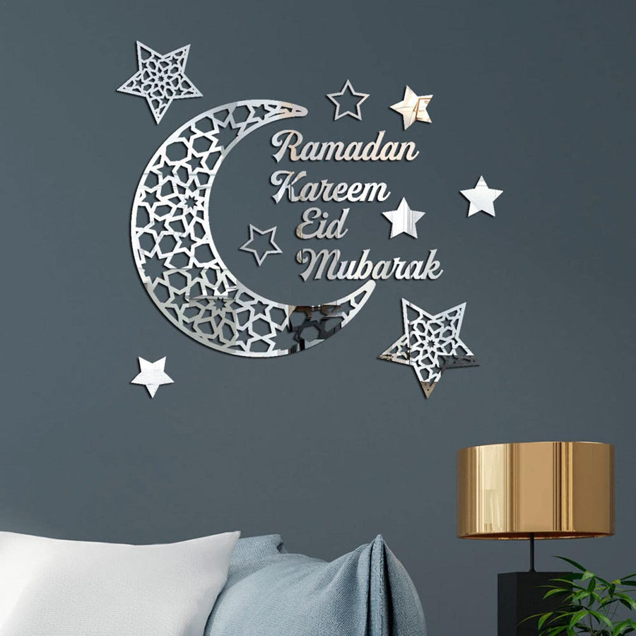 Wall Stickers Ramadan Decorations Eid Al-Fitr Home Ornament 3D Ramadan Moon Star Acrylic Wall Art Decor Living Room