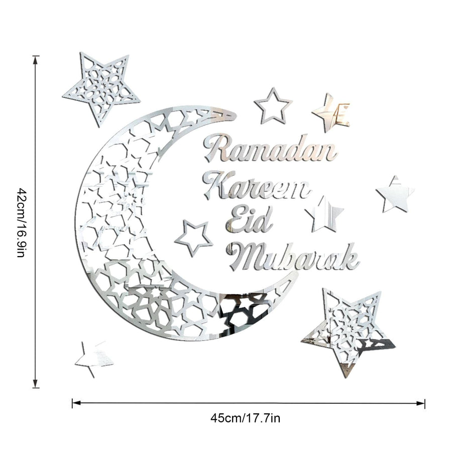Wall Stickers Ramadan Decorations Eid Al-Fitr Home Ornament 3D Ramadan Moon Star Acrylic Wall Art Decor Living Room