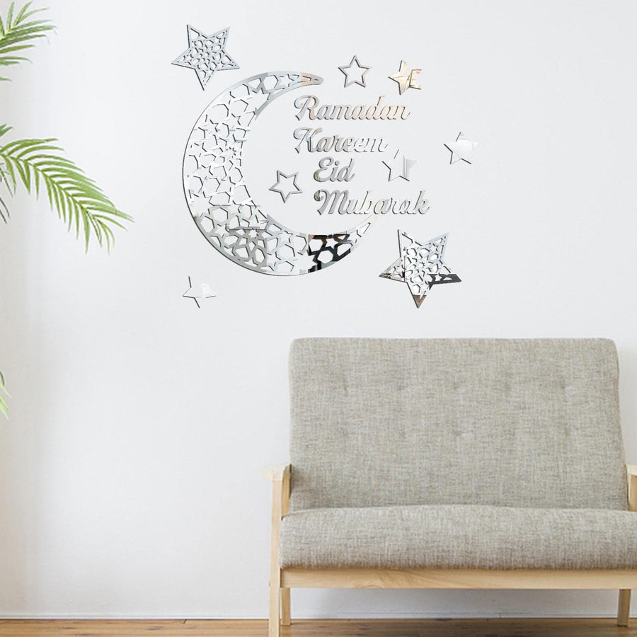 Wall Stickers Ramadan Decorations Eid Al-Fitr Home Ornament 3D Ramadan Moon Star Acrylic Wall Art Decor Living Room
