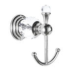Crystal Towel Hook Chrome, Bath Robe Hook, Silver Bathroom Wall Hooks Double for Coats Wall Mounted Modern Style