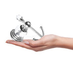 Crystal Towel Hook Chrome, Bath Robe Hook, Silver Bathroom Wall Hooks Double for Coats Wall Mounted Modern Style