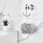 Crystal Towel Hook Chrome, Bath Robe Hook, Silver Bathroom Wall Hooks Double for Coats Wall Mounted Modern Style